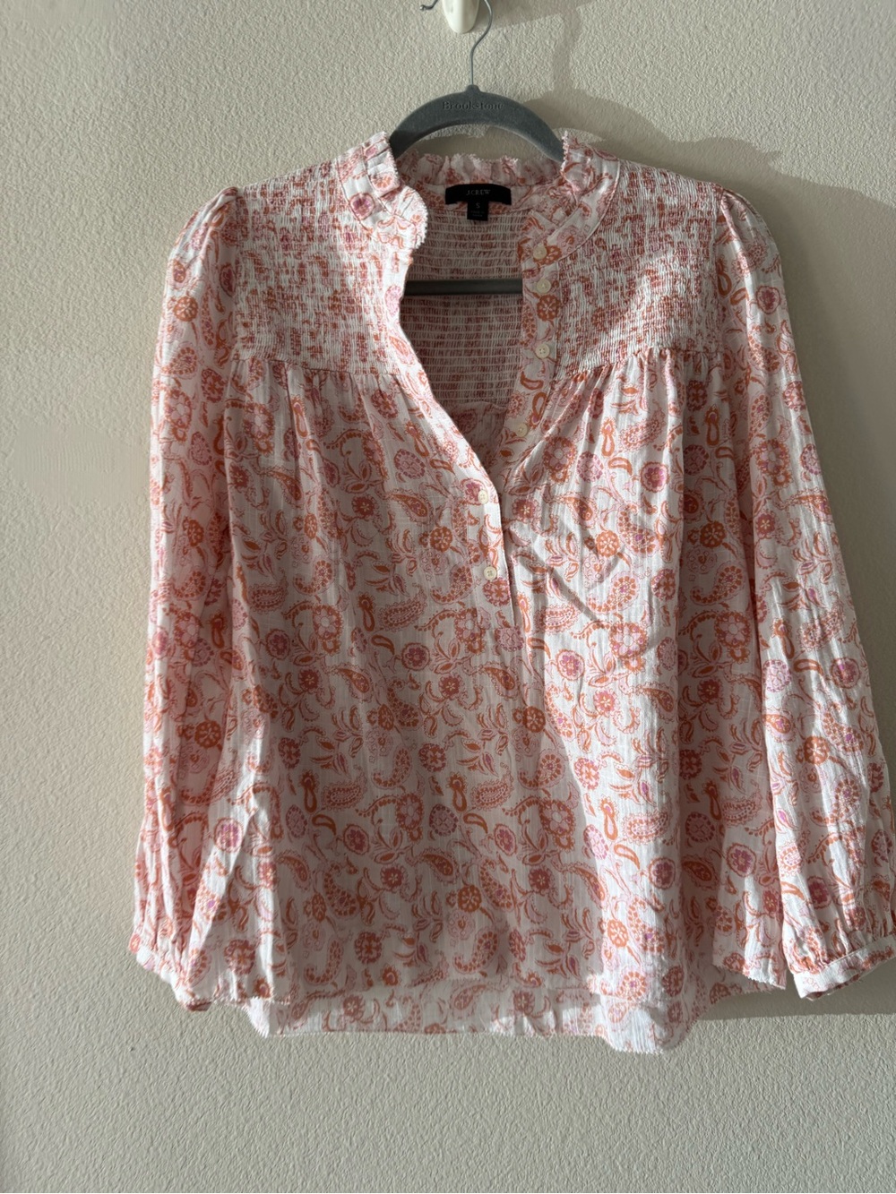 J. Crew Smocked Neck Blouse